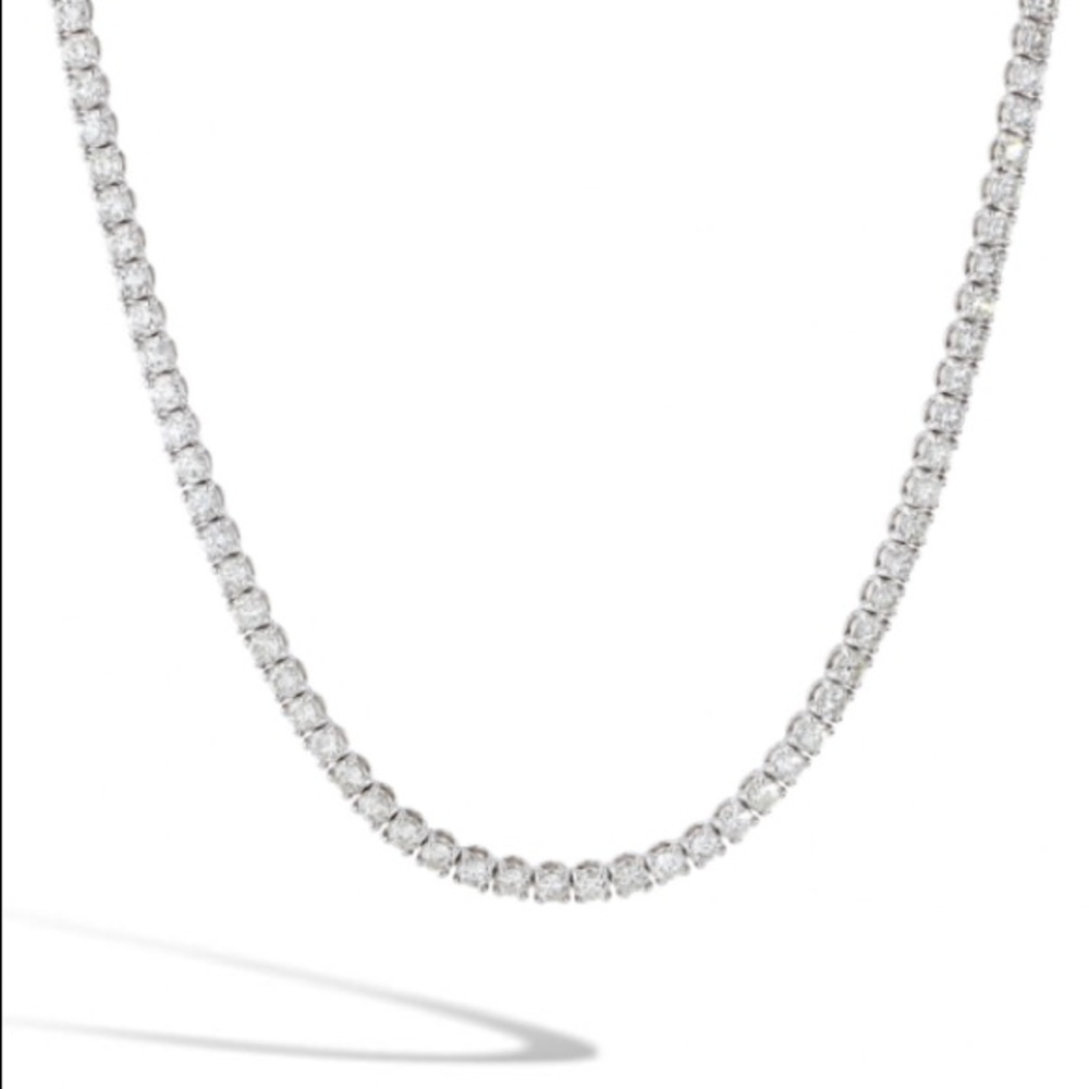 925/18k WG 18inch Zircon Diamond Tennis Necklace